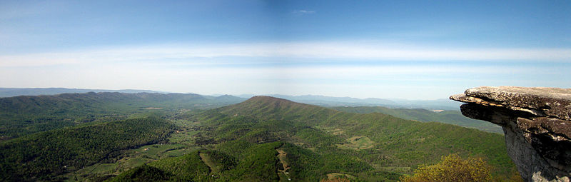 Panoramic image of the Catawba Valley from the McAfee Knob overlook